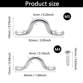 BuxiuGK Fender Eyelets Kayak 304 Stainless Steel, 10 Pieces Fender Eyelets 5 mm & 10 Pieces Fender Eyelets 4 mm & 40 Screws for Kayak Canoe, for Boat, Kayak, Canoe, Sunfan