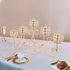 Gold Crystal Candle Holders Decorative Arch Candelabra 5-Arm Sparkling Candlesticks