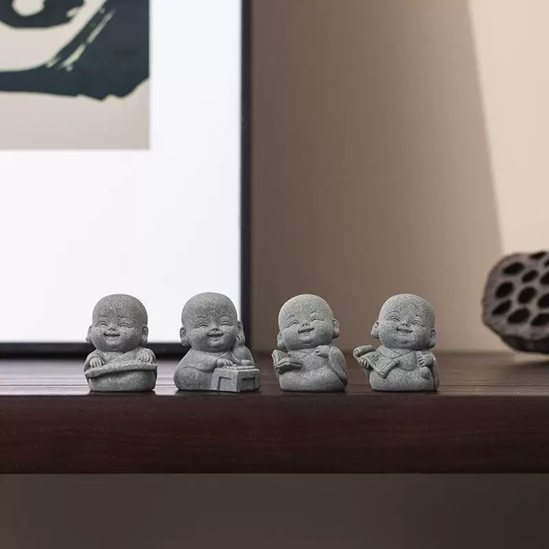 Fovasen 4PCS Laughing Buddha Statue for Good Luck & Feng