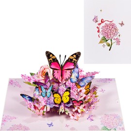 Pop-up Birthday Card, 3D Flowers and Butterflies Greeting Card, Card with Butterflies for Birthday, Valentine's Day, Anniversary, Mother's Day, Thanksgiving and Many Other Occasions, Rose