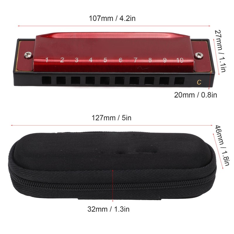 Harmonica C Key 10 Holes Diatonic Scale Mouth Organ Musical