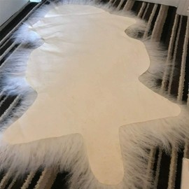 Genuine Tibetan/Mongolian Lambskin Sheepskin Hide Pelt Fur Throw Area Rug Plate Wool Carpet Sheep in Bedroom, Living Room 3.5x2Ft (White)