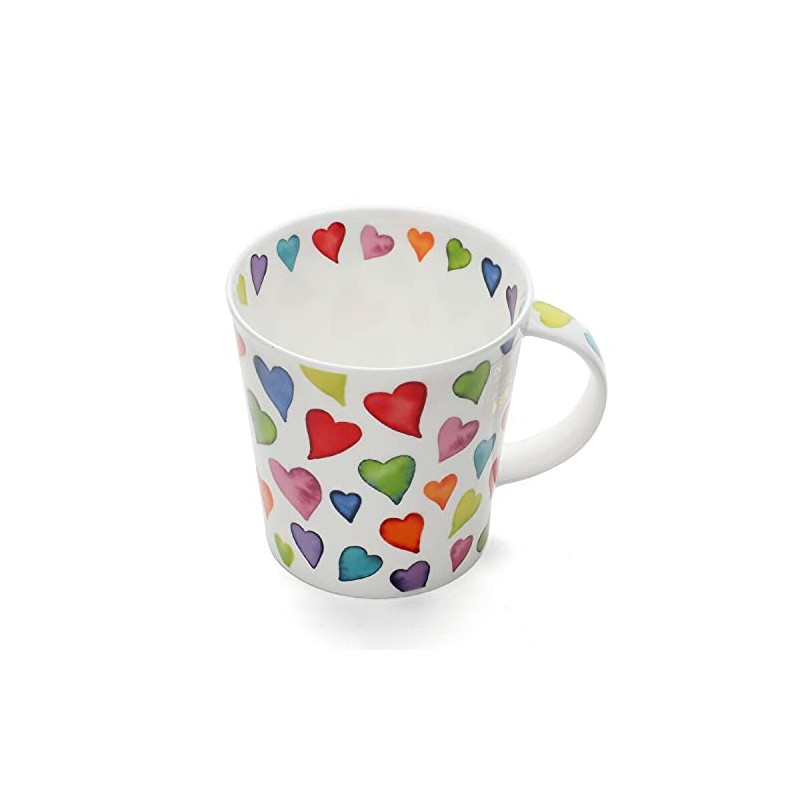 Dunoon, "Bone China"-Porzellan-Tasse, "Herz"-Design, Rauchquarz