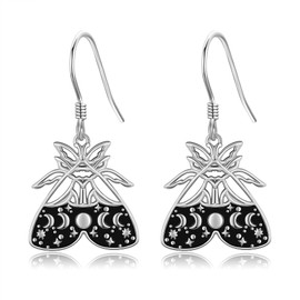 POPLYKE Luna Moth Earrings Dangle Earrings for Women Sterling Silver Mothman Earrings Drop Moon Moth Jewelry for Women Insect Earrings