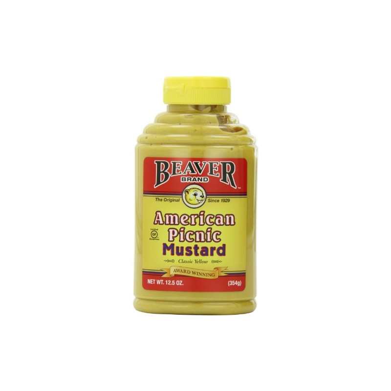 Beaver Brand Yellow Mustard, 12.5-Ounce Squeezable Bottles (Pack of 6)