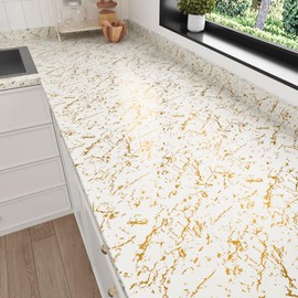 EPPKILY White Gold Marble Contact Paper Peel and Stick for Countertops Thicken White Marble Wallpaper Self Adhesive Countertop Contact Paper Waterproof for Kitchen Bathroom Cabinets Table 15.7"×78.7"