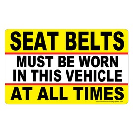 Seat Belts Must Be Worn Stickers - Car Seatbelt Sticker Pack - Safety Seat Belt Reminder Decal Stickers - Car Interior Stickers - Vinyl Sticker Pack for Taxi, Ride Share - 25 Pack