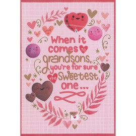 Designer Greetings The Sweetest One: Heart Shaped Cookies in Oval Pattern on Pink Juvenile Valentine's Day Card for Grandson