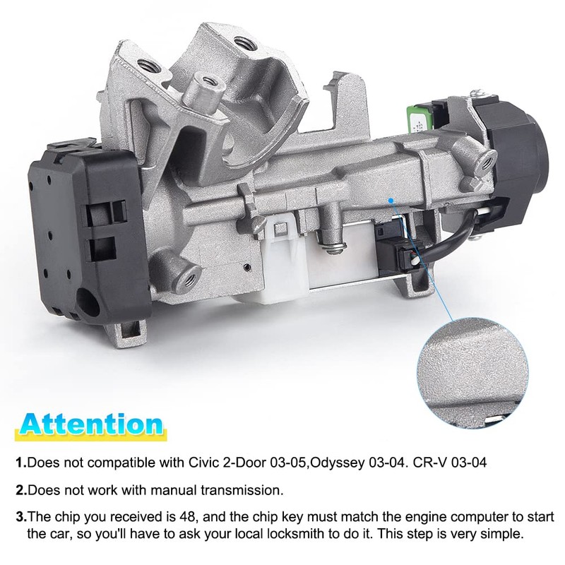 WMPHE Ignition Switch Lock Cylinder Assembly with 2 Keys and