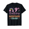 9th Birthday Rainbow Sleepover Squad Pajamas Slumber Girls T-Shirt