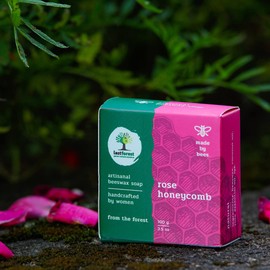 Last Forest Artisanal, Handcrafted, Handmade, Natural Honeycomb Beeswax Soap, Rose, 100g - 100% Natural Ingredients, Moisturizing, Natural Beeswax, Bathing Soap for Men and Women
