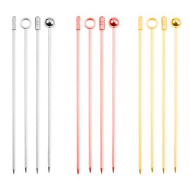 Luckious 12 Pack Stainless Steel Cocktail Picks - Reusable Metal Martini Skewers and Olive Drink Picks Set for Holiday Party Events