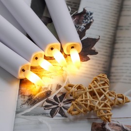 Yeelida Flameless Taper Candles with Two Remote Timer, 6.4" LED 3D-Wick Window Candles, Flickering Long-Lasting Electric Pack of 8 Flameless Candlesticks (0.78" Dia, White)