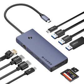 BAOZEE Laptop Docking Station Dual Monitor, 10-in-1 USB-C Hub with Dual HDMI 4K, Ethernet, PD 100W Charging, USB 3.0 USB-A and USB-C with 5Gbps Data Transfer, SD/TF Card Reader, for MacBook, and More