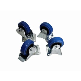 Set of Four 4" Penn Elcom Casters 2 Swivel W/Brake 2 Rigid- Blue Rubber Wheel