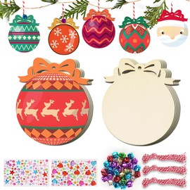 Pack of 30 Christmas Tree Pendants Wooden Christmas Baubles for Painting Wooden Pendant Christmas Crafts DIY Christmas Crafts Christmas Tree Decoration Christmas Decoration