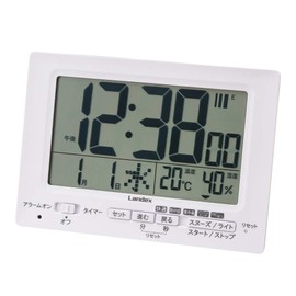 LANDEX YT5278WH Alarm Clock, Radio Wave, White, Neo Plus Timer, Digital Timer, Light Included, Automatic Illumination