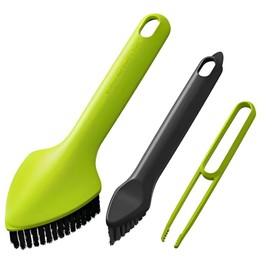 3 in 1 Cleaning Brush,Multifunctional Hard Bristle Crevice Cleaning Brush, Scrubbing Brush,Stiff Cleaning Brush, Groove Cleaning Brush, for Tile Home Shower Floor Bathroom and Kitchen (Green)
