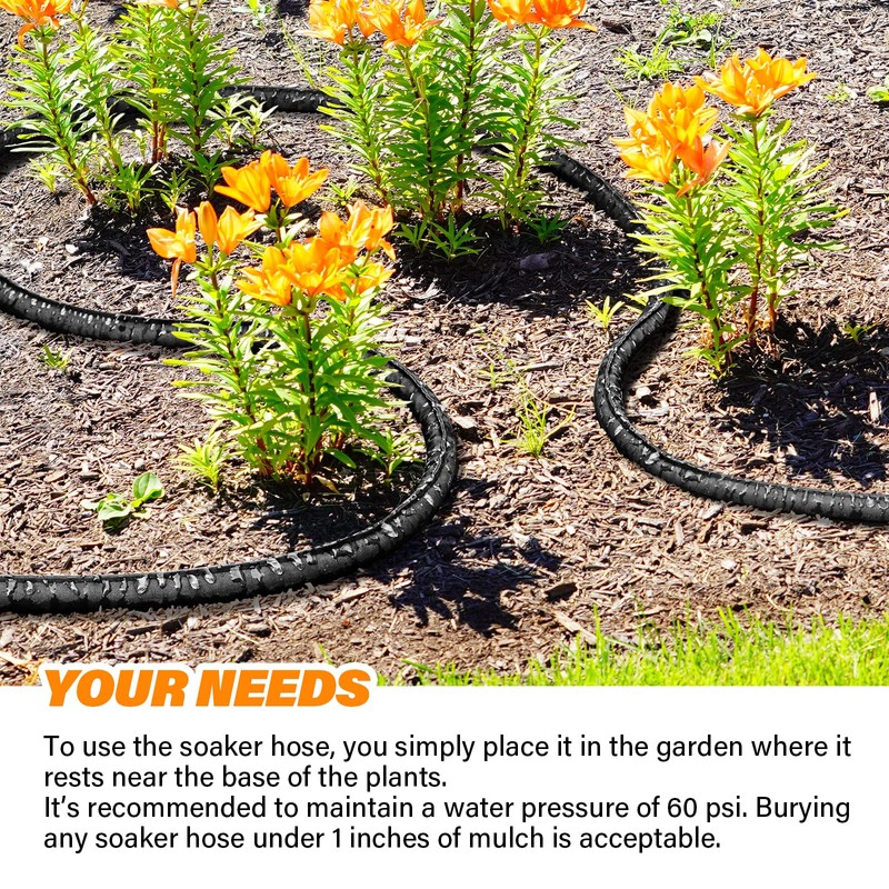 Winisok Upgrade Heavy Duty Soaker Hose 75FT, Thickened Flat Garden