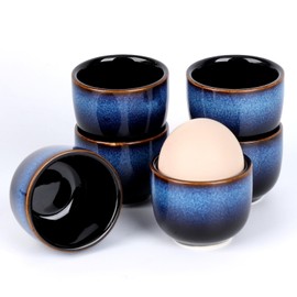 VHUTOU Pack of 6 Egg Cups, Egg Cups, Camping Egg Stand, Egg Holder, Egg Cup, Various Blue Egg Cups, Service Egg Stand