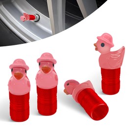 OYIXIO 4 Pack Duck Valve Stem Caps, Cute Metal Rubber Sealed Tire Air Valve Stem Covers, Interesting Car Tire Decoration. Universal Fit for Cars, SUVs, Bicycle, Trucks, Motorcycles.(Pink)