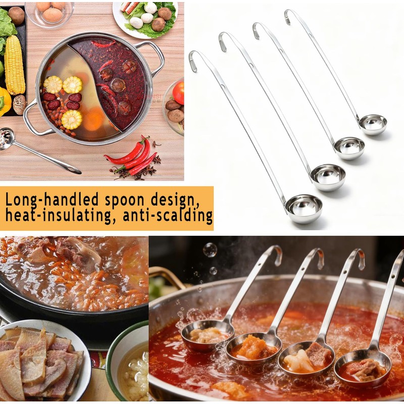 Markeny 4 Pieces Stainless Steel Soup Ladle Metal Handle Ladle