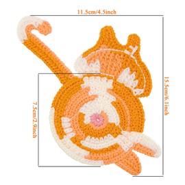 6Pcs Creative Cute Cat Coaster,Crochet Drink Coaster,for Desk at Work Woven Coasters Knitted Funny Cat Gift Cute Coaster Set Tea and Coffee Coasters Gifts for Cat Lovers for Women Table
