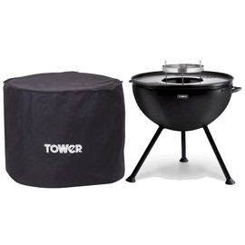Tower T978512COV Grill Cover, Suitable for T978512 Fire Pit and BBQ Grill, Waterproof and Windproof, Black