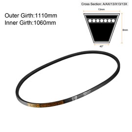 sourcing map A42 Drive Wedge Belt, 420" Inside Length, 13mm Width, 8mm Thickness, JIS Standard, A Profile, Rubber Drive, Industrial Drive Belt