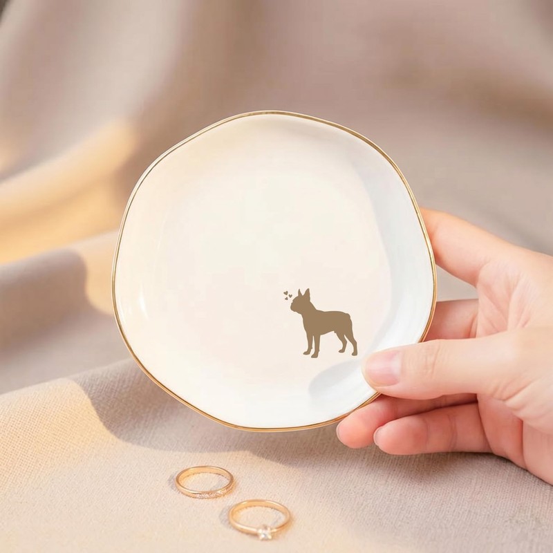 Boston Terrier Jewelry Dish Tray for Dog Lovers, Ceramic Trinket