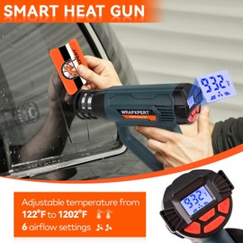 WRAPXPERT Window Tint Tools for Windshield/Rear/Side/Quarter Glass Window Film Installation, 20-in-1 Kits with LCD Heat Gun, Car Tint Squeegees, Utility Knives, Metal Trimming Scraper, Cleaning Cloth