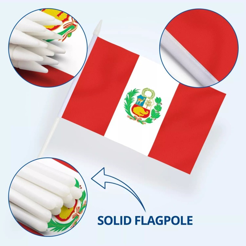 Anley Peru Mini Flag 12 Pack - Hand Held Small