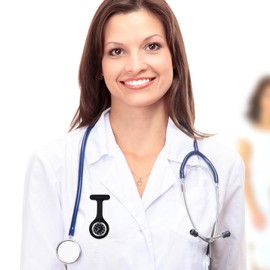 OIDEA Silicone Nurse Watch Brooch: Black Luminous Nurse Watch Clip On Fob Watch Lapel Quartz Watch Hanging Pocket Badge Watches with Second Hand for Doctor Nurse