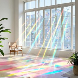 104 Pcs Window Decals for Bird Strikes, Bird Anti-Collision Window Stickers, Circle Window Clings, Sun Catcher Rainbow Cling Sticker for Glass Windows