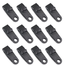 COCOMAX 12 Pcs Tarpaulin Clips, Camping Clips, Crocodile Mouth Tent Clips, Tarpaulin Clips and Clamps, Pool Cover Clips for Tents Tarp Caravan Garden Shade Cloth Boat Cover, Black