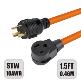 (1.5FT) Nema L6-30P 30Amp Lock in Generator to 6-50R 50Amp 6-50R Welder Adapter, 30Amp to 50Amp Welder Heavy Duty Adapter, STW 10-AWG, L6-30 3-Prong to 6-50R Female