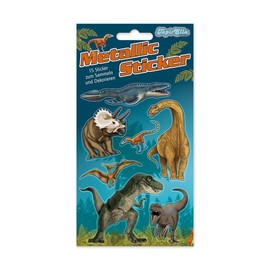 15 Metallic Stickers * DINOS & T-REX * for Crafts and Playing | 2 Sheets | Sticker Stickers Dinosaur Dino Children Children's Birthday Gift