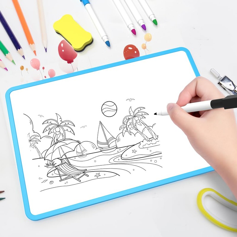 Small Dry Erase Whiteboard, Double Sides whiteboard with Lines, A4