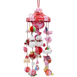 OKBABY Hanging Hinama, Hanging Decoration, Hanging Mari, Hanging Hinama, Umbrella Fuku, Hinamatsuri, Hina Doll, Peach Festival, Height 15.7 inches (40 cm)
