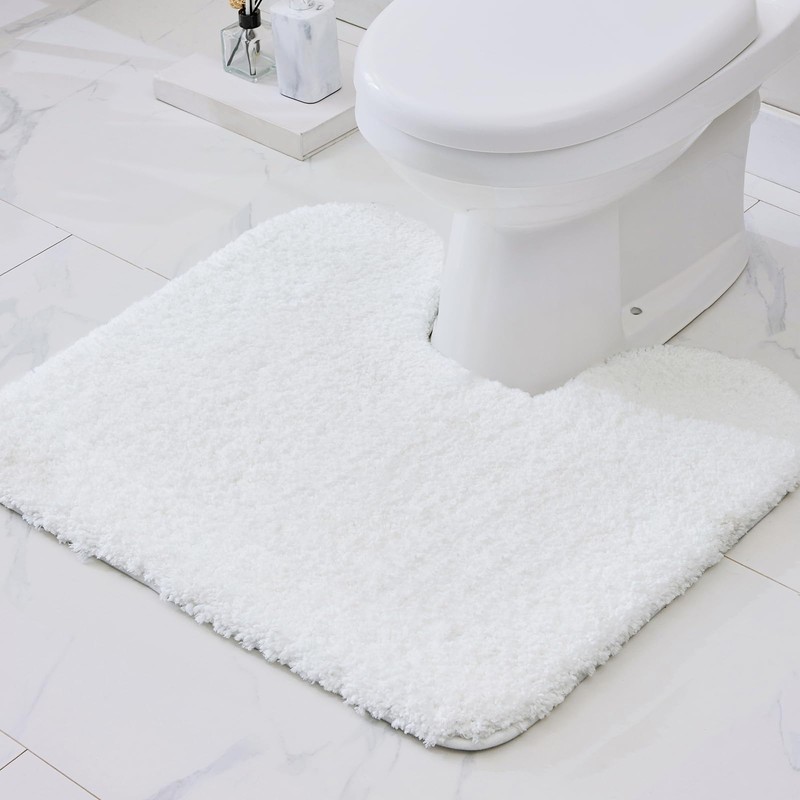 Disolla Toilet Rug U Shaped White 23x24 Machine Washable Non