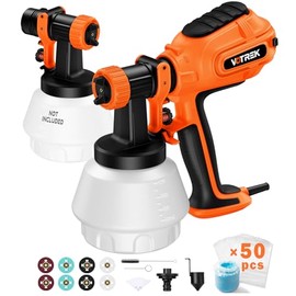 Paint Sprayer with 50PCS Disposable Cup Liners & Replacement Dual-Gun, Electric HVLP Sprayer for House Painting: Furniture, Cabinet, Fence, Door, with 3 Patterns, 8 Nozzles & Quick-Clean kit
