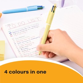 BIC 4 Colours Ballpoint Pen Set in Pastel in Various Colours, Pack of 6, Ideal for the Office, Home Office or School
