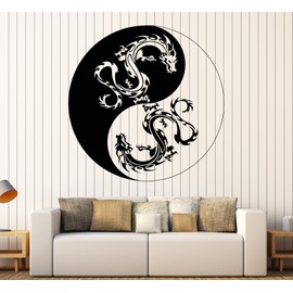 DesignToRefine Vinyl Wall Decal Yin Yang Dragons Buddhism Religion Symbol Stickers Large Decor (855ig) Purple