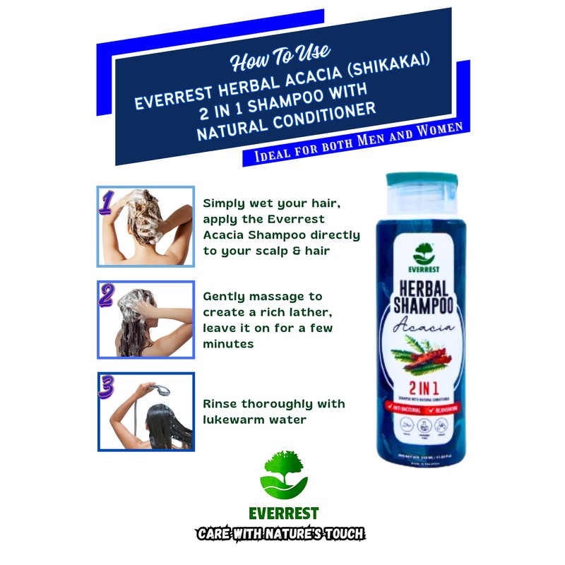EVERREST HERBAL ACACIA (SHIKAKAI) SHAMPOO WITH NATURAL CONDITIONER - 350ml