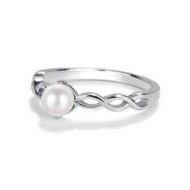 Precious Pieces Sterling Silver Girls Cultured Pearl Twisted Band Baby Ring for Toddlers, Little Girls, and Baby Photo Prop (Size 4)