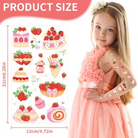 Strawberry Temporary Tattoos Party Favors - 3 Styles 6 Sheets Strawberry Shortcake Birthday Party Supplies, Baby Shower Home Activity Berry Party Decorations, Treat Bag Stuffers for Kids