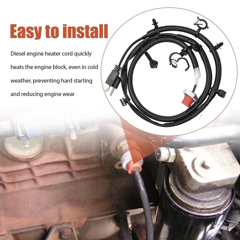 LoloWheat 6.7L Engine Block Heater Cord Compatible with Dodge Ram