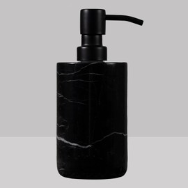 Black Marble Soap Dispenser, Decorative Natural Marble Hand Dish for Bathroom Countertop Lotion and Liquid Soap Dispenser, Black Hand Soap Dispenser with Stainless Steel Pump - Refillable (Soap Pump)