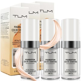 3 pack Flawless Colour Changing Foundation Warm Skin Tone Foundation 30 mL,Moisturizing Makeup, Naturally, Long Lasting for Face Makeup, Waterproof Liquid Foundation