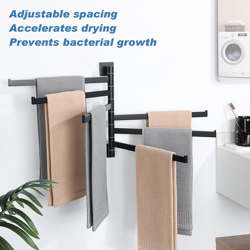 Alise Swivel Towel Rack, 6-Arm Towel Bar, Space Saving Towel